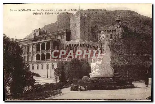 Cartes postales Monaco Le Palais du Prince et la Statue de l&#39oceanographie