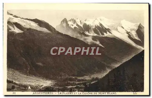 Cartes postales Argentieres Le Planet et la Chaine du Mont Blanc