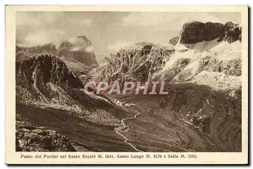 Cartes postales Passo del Pordoi col Sasso Beccie Sasso Kungo e Sella