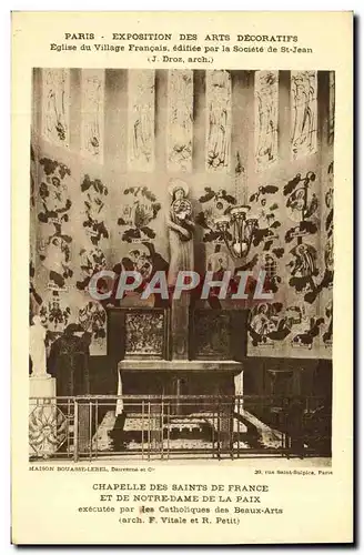 Cartes postales Paris Exposition des Arts Decoratifs 1925 Chapelle des Saints de France et de Notre Dame de la P