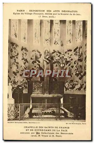 Cartes postales Paris Exposition des Arts Decoratifs 1925 Chapelle des Saints de France et de Notre Dame de la P