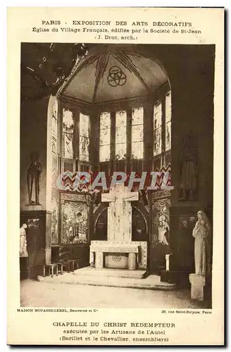 Cartes postales Paris Exposition des Arts Decoratifs 1925 Chapelle des Saints de France et de Notre Dame de la P