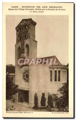 Cartes postales Paris Exposition des Arts Decoratifs 1925 Eglise du village francais