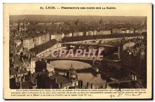 Cartes postales Lyon Perspective des Ponts sur la Saone