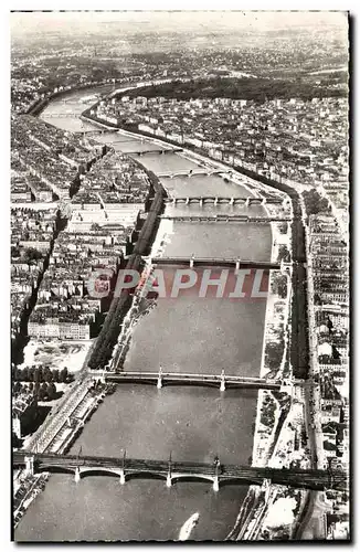 Moderne Karte Lyon Vue aerienne Perspective des Ponts sur le Rhone