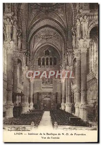 Cartes postales Lyon Interieur de la Basilique de N D de Fourviere Vue de l&#39entree