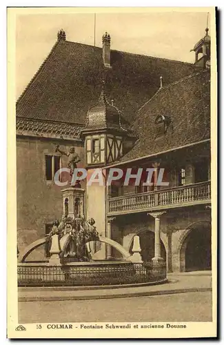 Cartes postales Colmar Fontaine Schwandl et ancienne Douane