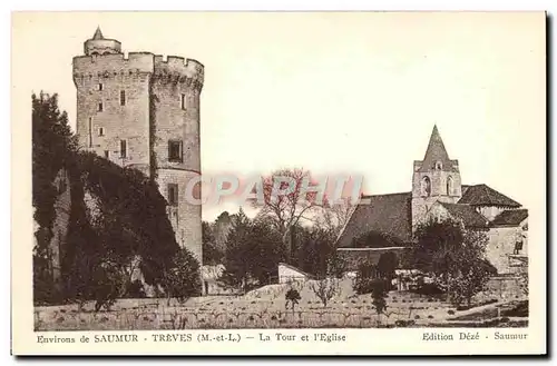 Cartes postales Environs de Saumur Treves La Tour et l&#39Eglise