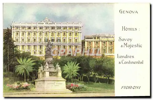 Cartes postales Genova Hotels Savoy Majestic Londers Continental Fioroni