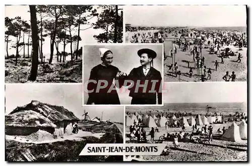 Moderne Karte Saint Jean De Monts plage Foret Bourine et costume maraichin
