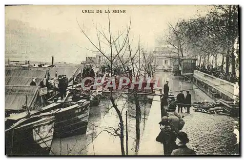 Ansichtskarte AK Crue De La Seine Paris Peniches Bateaux