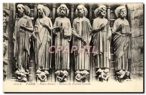 Cartes postales Paris Notre Dame Statues Du Portail Central