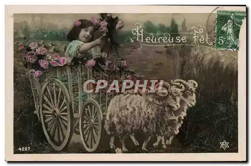 Ansichtskarte AK Heureuse Fete Enfant Moutons