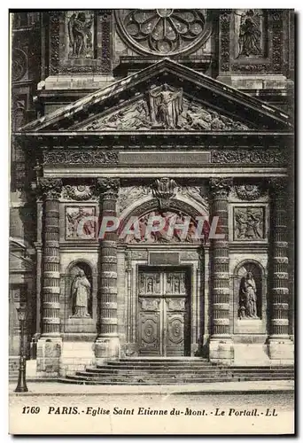 Cartes postales Paris Eglise Saint Etienne du Mont Le Portail