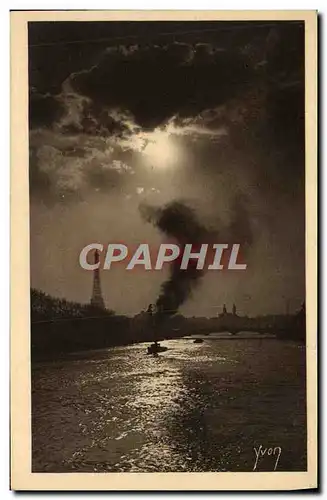 Cartes postales Paris Clair de lune sur la Seine Tour Eiffel