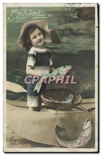 Cartes postales 1er Avril Enfant Poisson