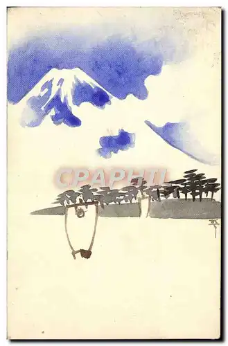 Cartes postales Volcan dessin a la main