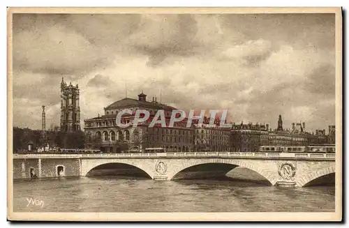 Ansichtskarte AK Paris Aristique Le Pont au Change la Tour St Jacques et le Theatre Sarah Bernhardt