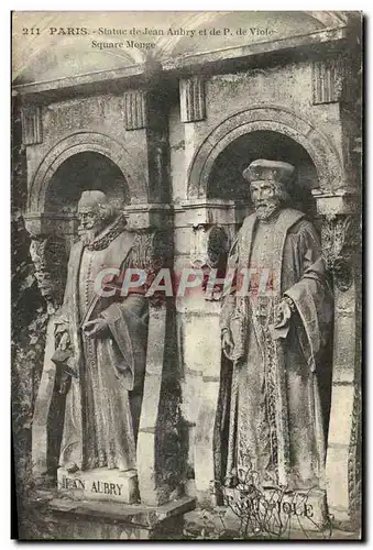 Cartes postales Paris Statue de Jean Anbry et de P de Viole Square Monge