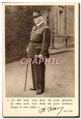 Cartes postales J&#39ai ete avec vous dans les jours glorieux Petain