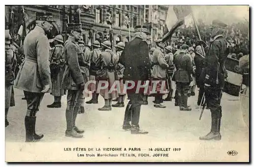 Cartes postales Les Fetes de la Victoire a Paris Marechaux petain Foch Joffre Militaria