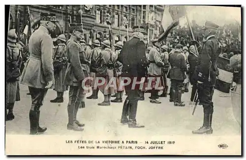 Cartes postales Les Fetes de la Victoire a Paris Marechaux petain Foch Joffre Militaria