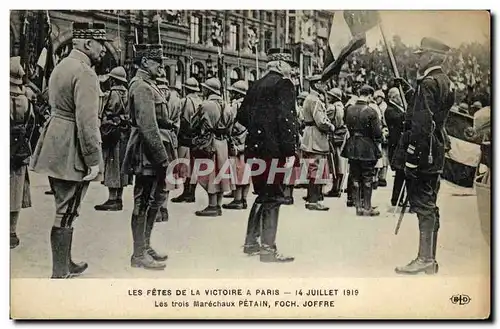 Cartes postales Les Fetes de la Victoire a Paris Marechaux petain Foch Joffre Militaria