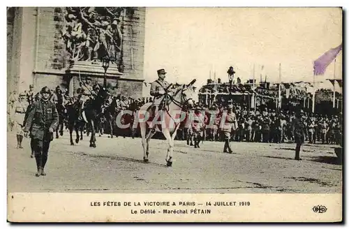 Cartes postales Les Fetes de la Victoire a Paris Le defile Marechal Petain