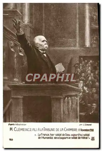 Cartes postales M Clemenceau A la tribune de la Chambre