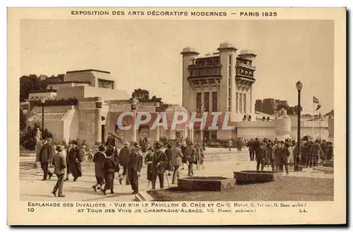 Cartes postales Exposition des Arts Decoratifs Modernes Paris Esplanade des Invalides Vue sur la pavillon Cres e