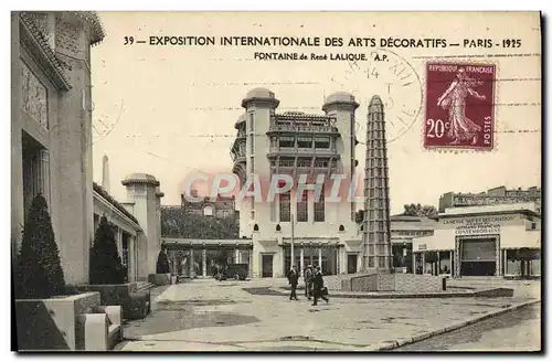 Cartes postales Exposition Intermationlae des Arts Decoratifs Paris Fontaine de Rene Lalique