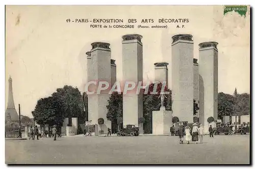 Cartes postales Paris Exposition des Arts Decoratifs Porte de la Concorde Tour Eiffel