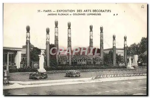 Ansichtskarte AK Paris Exposition des Arts Decoratifs Jardins Floraux et colonnes lumineuses