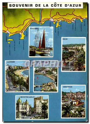 Cartes postales moderne Souvenir de la Cote d&#39Azur Antibes Nice Menton