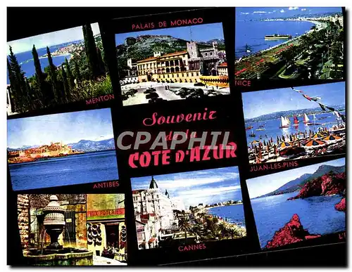 Moderne Karte Souvenir de La Cote d&#39Azur Monaco Vence Cannes L&#39Esterel