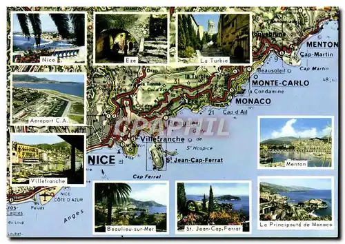 Cartes postales moderne La Cote d&#39Azur Monaco Monte Carlo Menton Nice