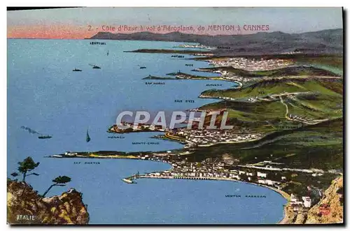 Ansichtskarte AK Cote D&#39Azur a Vol d&#39Aeroplane de Menton a Cannes