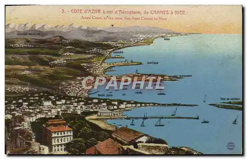 Cartes postales Cote D&#39Azur a Vol d&#39Aeroplane de Cannes a Nice