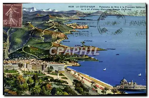 Ansichtskarte AK Cote D&#39Azur Panorama de Nice a La Frontiere Itatienne vu a vol d&#39oiseau Excursion Grande C