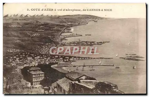 Cartes postales Niice Cote D&#39Azur a Vol D&#39aeroplane de Cannes