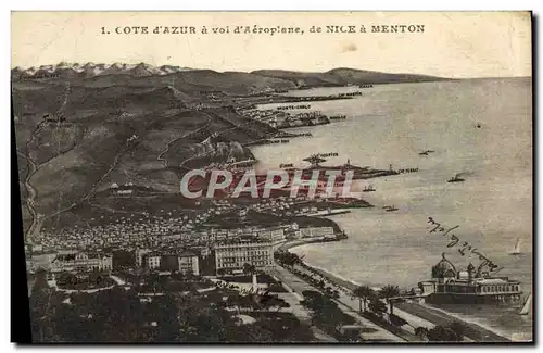 Cartes postales La Cote d&#39Azur a Vol D&#39Aeroplane de Nice A Menton