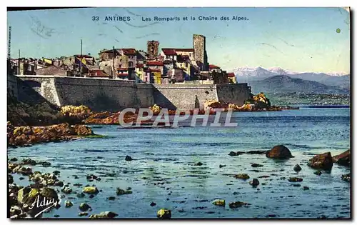 Cartes postales Antibes Les Remparts et la Chaine Des Alpes