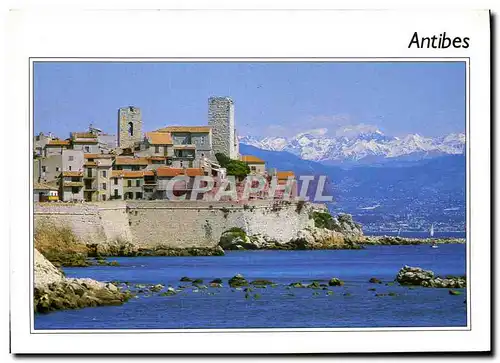 Moderne Karte Antibes La Vieille Ville Les montagnes enneigees