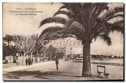 Cartes postales Cannes Promenade de la Croisette et Carlton Hotel