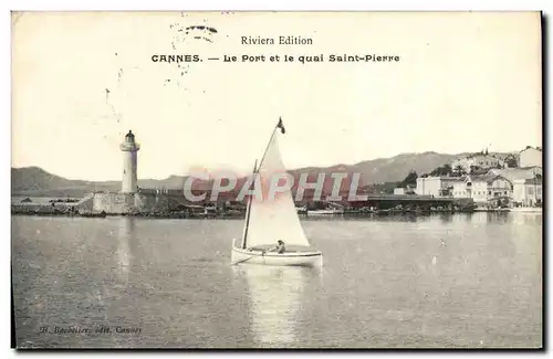 Ansichtskarte AK Cannes Le Port et le Quai Saint Pierre Bateau Phare