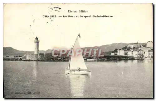 Cartes postales Cannes Le Port et le Quai Saint Pierre Bateau Phare