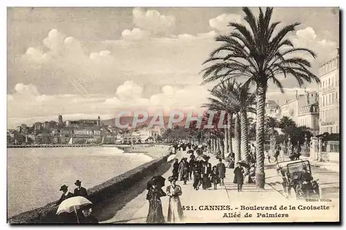 Cartes postales Cannes Boulevard de la Croisette Allee de Palmiers