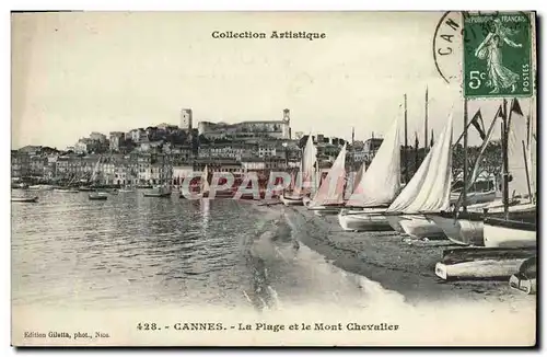 Cartes postales Cannes La Plage et le Mont Chevalier Bateaux