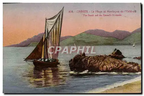 Cartes postales Cannes La Plage et Montagne des L&#39Esterel Bateau