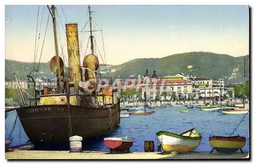 Cartes postales Cannes Le port et le Casino Municipal Bateau Linotte III